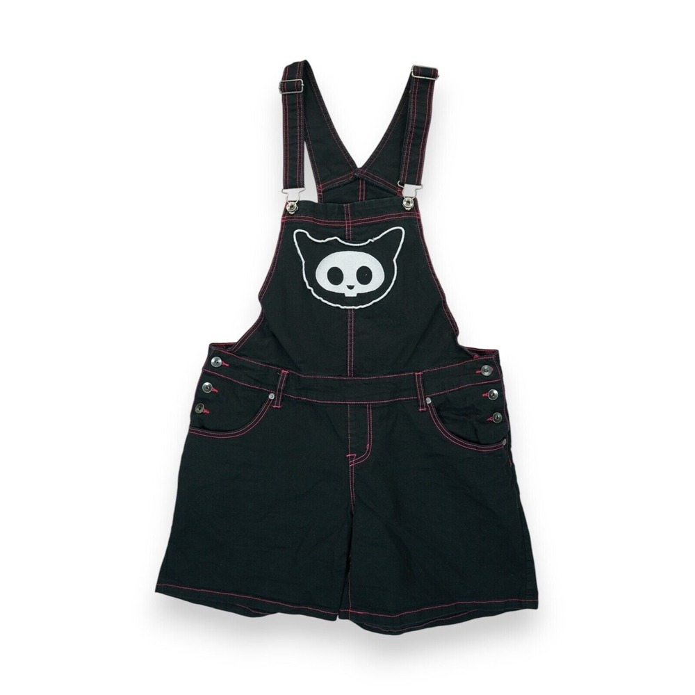 Skelanimals Kit Contrast‎ Stitch Shortalls Women's Size 1 Black Comfy & Straps
